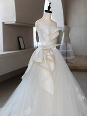 A Line Tulle Lace Blue Prom Dress Long Formal Gown Evening Dress