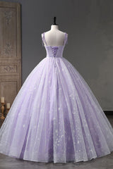 A Line Tulle Purple Prom Dress Long Formal Evening Dress