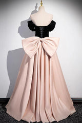 A Line Velvet Formal Dress Off the Shoulder Satin Champagne Long Evening Dress