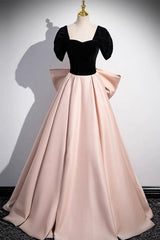 A Line Velvet Formal Dress Off the Shoulder Satin Champagne Long Evening Dress