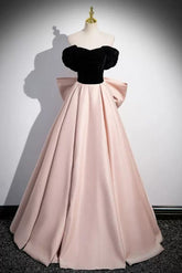 A Line Velvet Formal Dress Off the Shoulder Satin Champagne Long Evening Dress