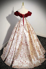 A Line Velvet Formal Dress Off the Shoulder Satin/Champagne Long Evening Dress
