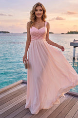A-Line/Princess V-Neck Sleeveless Sequins Bridesmaid Dresses