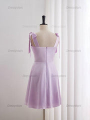 Dressystars A-line Bow Tie Ruched Short Homecoming Dress