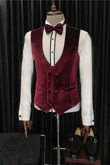 Arrival White Velvet Shawl Lapel 3 Piece Wedding Suit