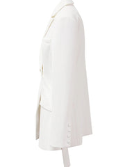 Asymmetric White Long-Sleeve Blazer For Women