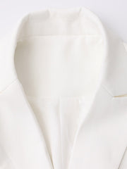 Asymmetric White Long-Sleeve Blazer For Women