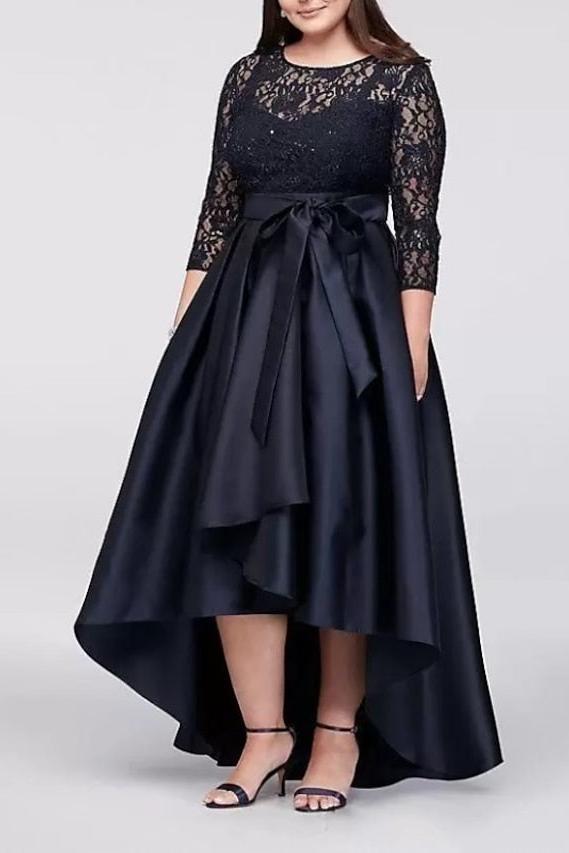 Asymmetrical Plus Size Mother of the Bride A-Line/Princess Scoop Dress
