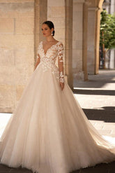 Ball Gown Long Sleeves Lace Wedding Dress
