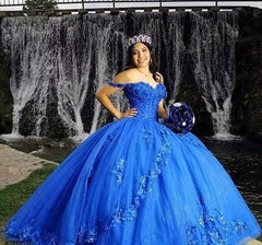 Ball Gown Quinceanera Dress Spaghetti Straps Birthday Party Dress Royal Blue Sweet 16 Dress