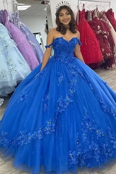 Ball Gown Quinceanera Dress Spaghetti Straps Birthday Party Dress Royal Blue Sweet 16 Dress