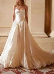 Ball Gown Strapless Sleeveless Royal Taffeta Wedding Dress