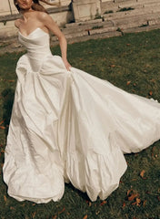 Ball Gown Strapless Sleeveless Royal Taffeta Wedding Dress