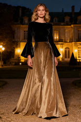 Dressystars Black A-Line Velvet Long Sleeves Holiday Party Dress