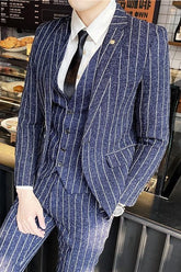 Black And Ivory Three-Piece Single-Button Wedding Suit For Men Tailored Fit