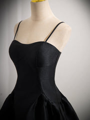 Black Homecoming Dress A Line Satin Short Party Cocktail Dress