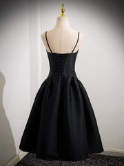 Black Homecoming Dress A Line Satin Short Party Cocktail Dress