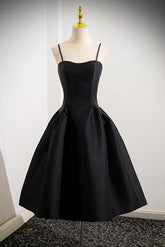 Black Homecoming Dress A Line Satin Short Party Cocktail Dress