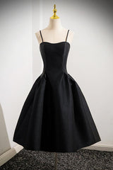 Black Homecoming Dress A Line Satin Short Party Cocktail Dress