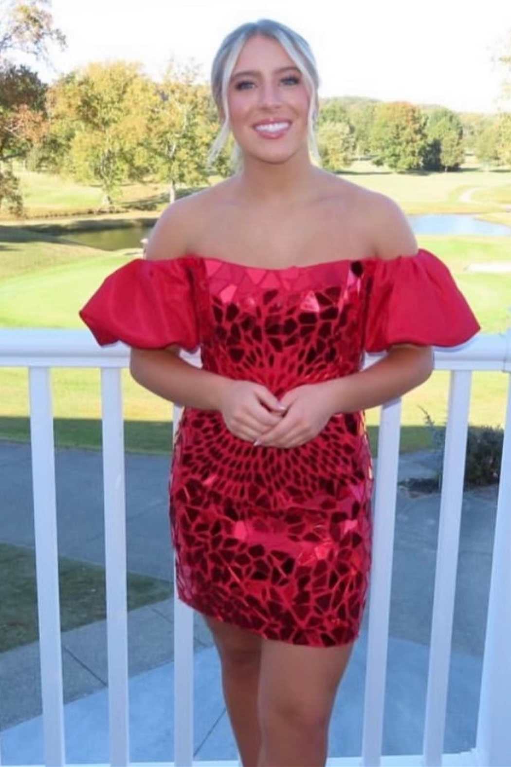 Black Homecoming Dress Cut Glass Mirror Chic Off the Shoulder Style Short Party Cocktail Dress