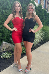 Black Homecoming Dress Heart shaped Fitted with Floral Lace Short Party Cocktail Dress