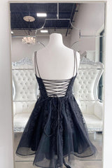 Black Homecoming Dress Tulle Lace Short Party Cocktail Dress