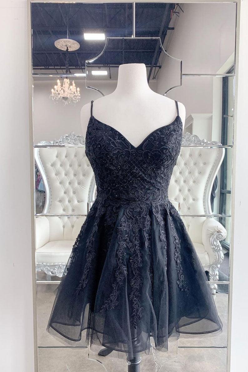 Black Homecoming Dress Tulle Lace Short Party Cocktail Dress