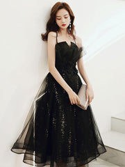 Black Homecoming Dress Tulle Sequin Short Party Cocktail Dress