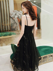 Black Homecoming Dress Tulle Sequin Short Party Cocktail Dress