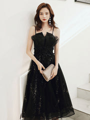 Black Homecoming Dress Tulle Sequin Short Party Cocktail Dress