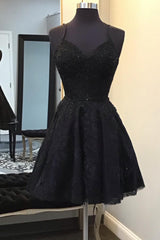 Black Homecoming Dresses Corset Lace A-Line Short Cocktail Dresses