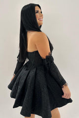 Black Homecoming Dresses Sweetheart A Line Corset Cocktail Dresses