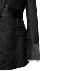 Black Jacquard Shawl Lapel Double Breasted Wedding Suit