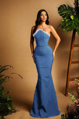 Black Mermaid Prom Dress Sleeveless Strapless Formal Dress With Beadings and Rhinestones