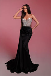 Black Mermaid Prom Dress Sleeveless Sweetheart Formal Dress With Beadings