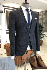 Black Notched Lapel 3 Piece Formal Business Suit