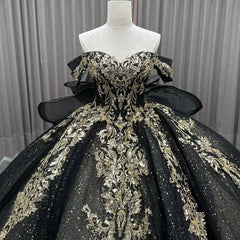 Black Off the Shoulder Quinceanera Dress Ball Gown Sweet 16 Dress