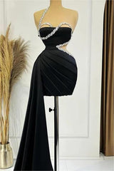 Black One Shoulder Homecoming Dress Sleeveless Short Cocktail Dress Pleated With Ruffles