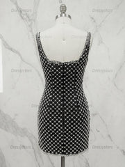 Dressystars Black Pearl Lattice Short Homecoming Dresses with Satin Bow