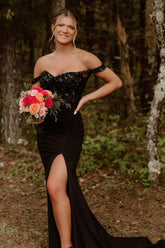 Black Prom Dress Mermaid Corset Long Evening Dress With Appliques
