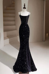 Black Prom Dress Mermaid Sequin Long Formal Gown Evening Dress