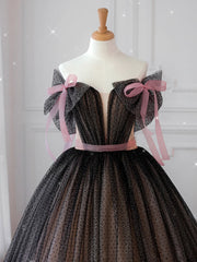 Black Prom Dress Off the Shoulder Tulle Long Formal Dress Evening Dress