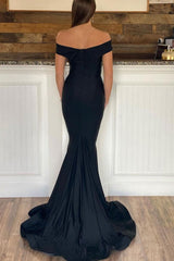 Black Prom Dress Satin Mermaid Long Evening Dress
