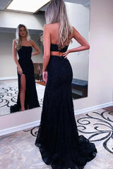 Black Prom Dress Strapless Long Sheath Evening Dress with Slit