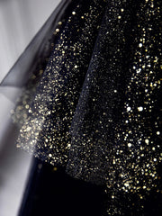 Black Prom Dress Sweetheart Neck Tulle Long Formal Gown Evening Dress