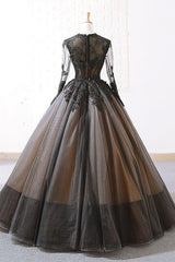 Black Prom Dress Tulle Lace Long Evening Dress