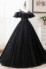 Black Prom Dress Tulle Lace Long Evening Dress