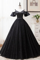 Black Prom Dress Tulle Lace Long Evening Dress