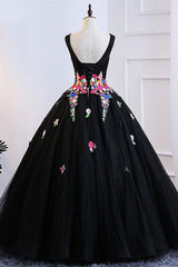 Black Prom Dress Tulle Lace Long Formal Evening Dress
