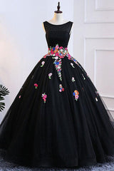 Black Prom Dress Tulle Lace Long Formal Evening Dress